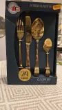 🍴 SET 24 PIÈCES COUVERTS DORÉS DESIGN BAROQUE