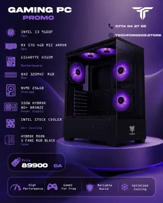 PC GAMING I3 9100F RX 570 MSI