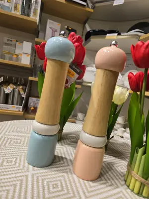 Moulin à Épices en Bois Style Bambou — Rose et Bleu