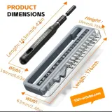 Jeu de tournevis de précision, électrique rechargeable, 24 en 1, embouts magnétiques.