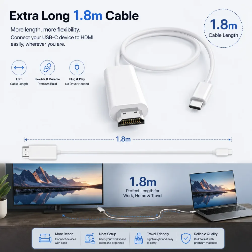 كابل type C إلى HDMI 4K