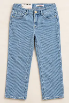 Jean Femme Camaïeu Rayé Bleu et Blanc – Coupe Droite – Taille 40