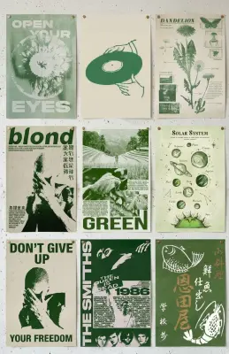 Pack 10 posters autocollants theme Vert