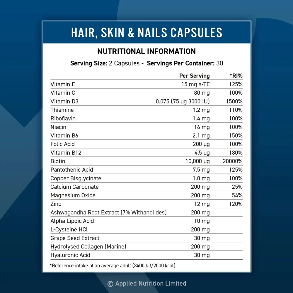 APPLIED NUTRITION HAIR SKIN & NAILS 60CAPS