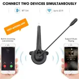 Casque sans fil Bluetooth avec Microphone réglable pour centre d'appels.