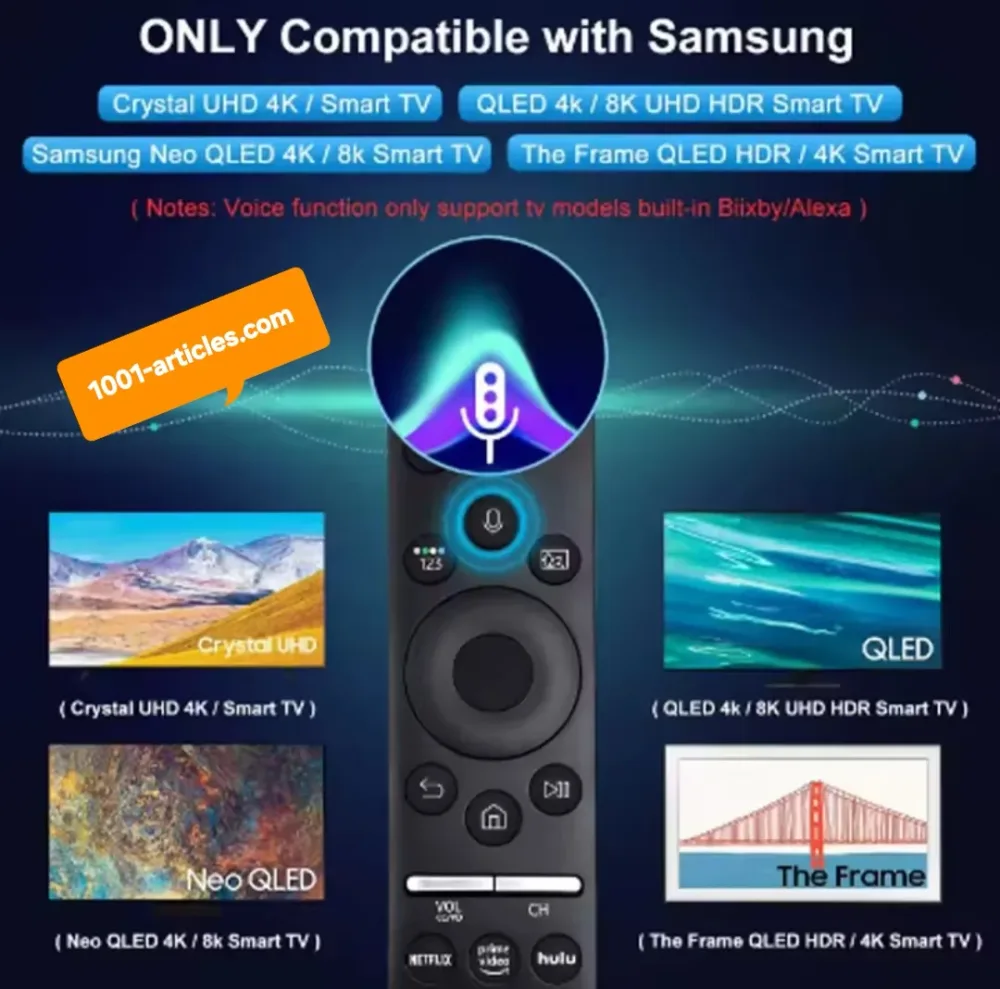 Télécommande Vocale - Samsung Smart TV - BN59 - Modèles LCD LED QLED.