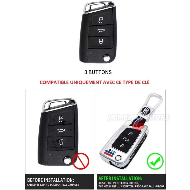 Coque clé pour Audi A1 VW Golf 7 Polo Touran T-ROC Tiguan / Skoda / Seat