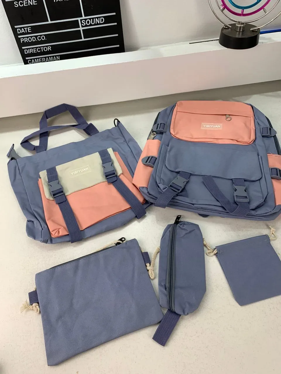 Ensemble de sacs d’école Kawai pour adolescents 5Pcs YISIYUAN Rose et Bleu – محفظة 5 قطع كاواي أزرق ووردي