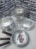 Pack6 aluminium/3 marmite /3 me9ali /Couscousier/