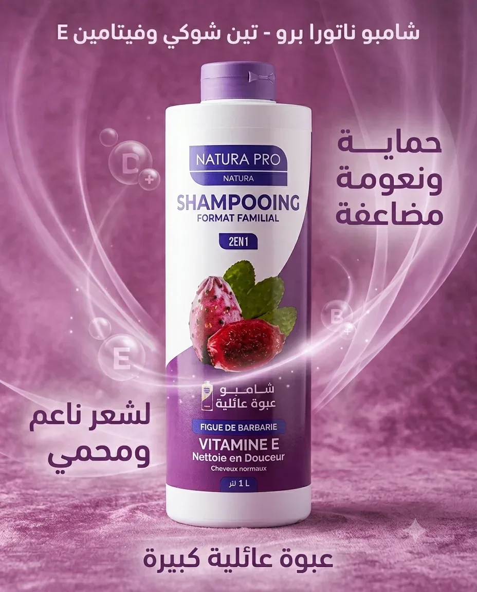 Natora pro شامبو عائلي بزيت التين الشوكي 1ل