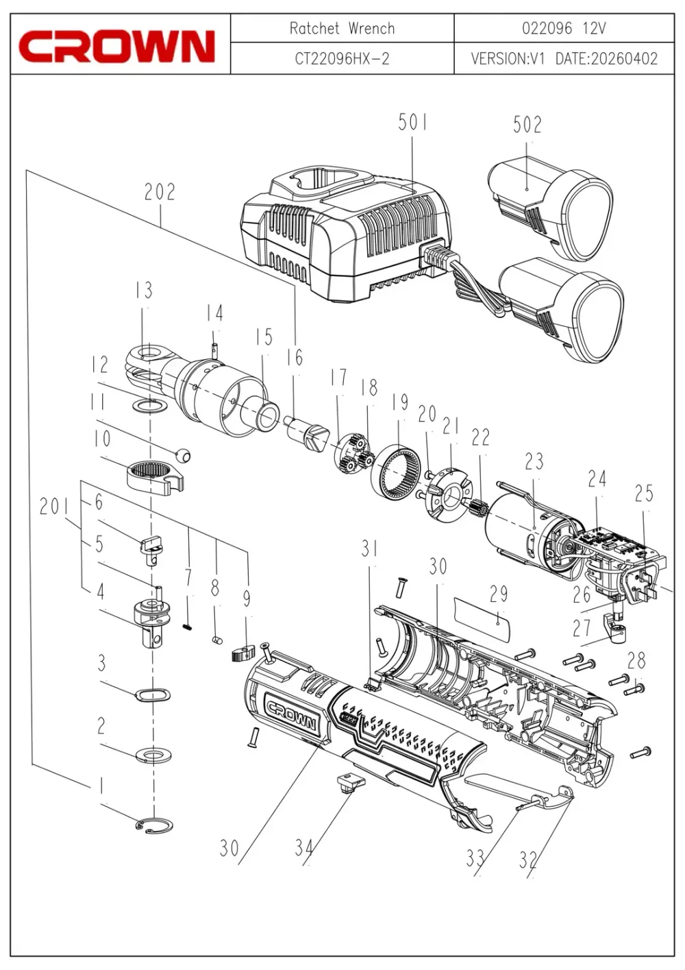 BOULONNEUSE 12V 3/8 CROWN CT22096HX-2