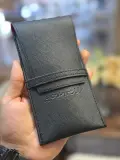 Trousse à Pinceaux de Maquillage en Cuir Saffiano Noir