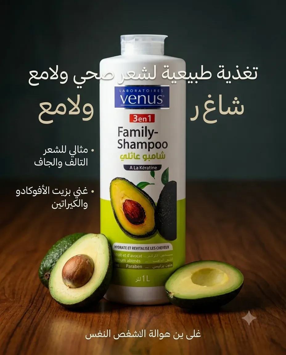 Venus شامبو عائلي بمستخلص الأفوكادو 1ل