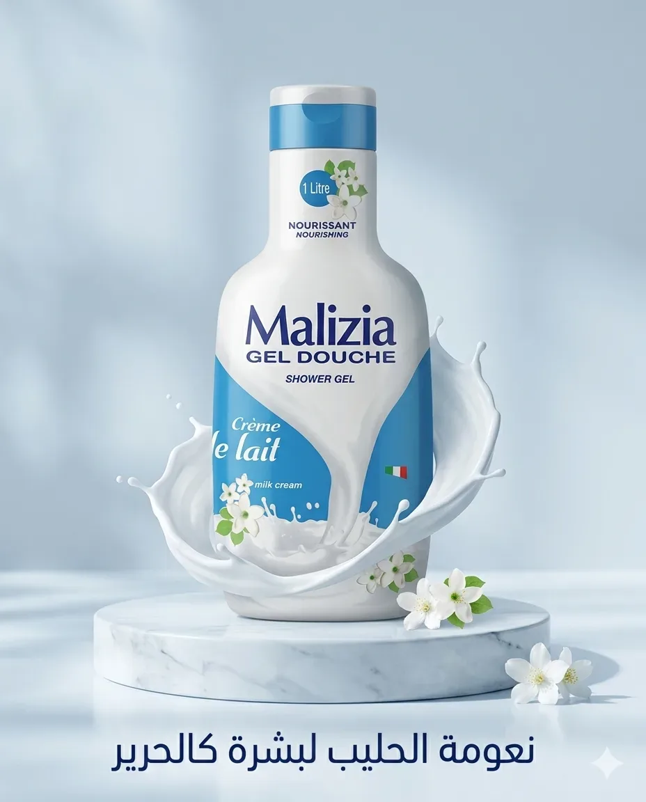 Malizia جال دوش بعطر كريمة الحليب 1L
