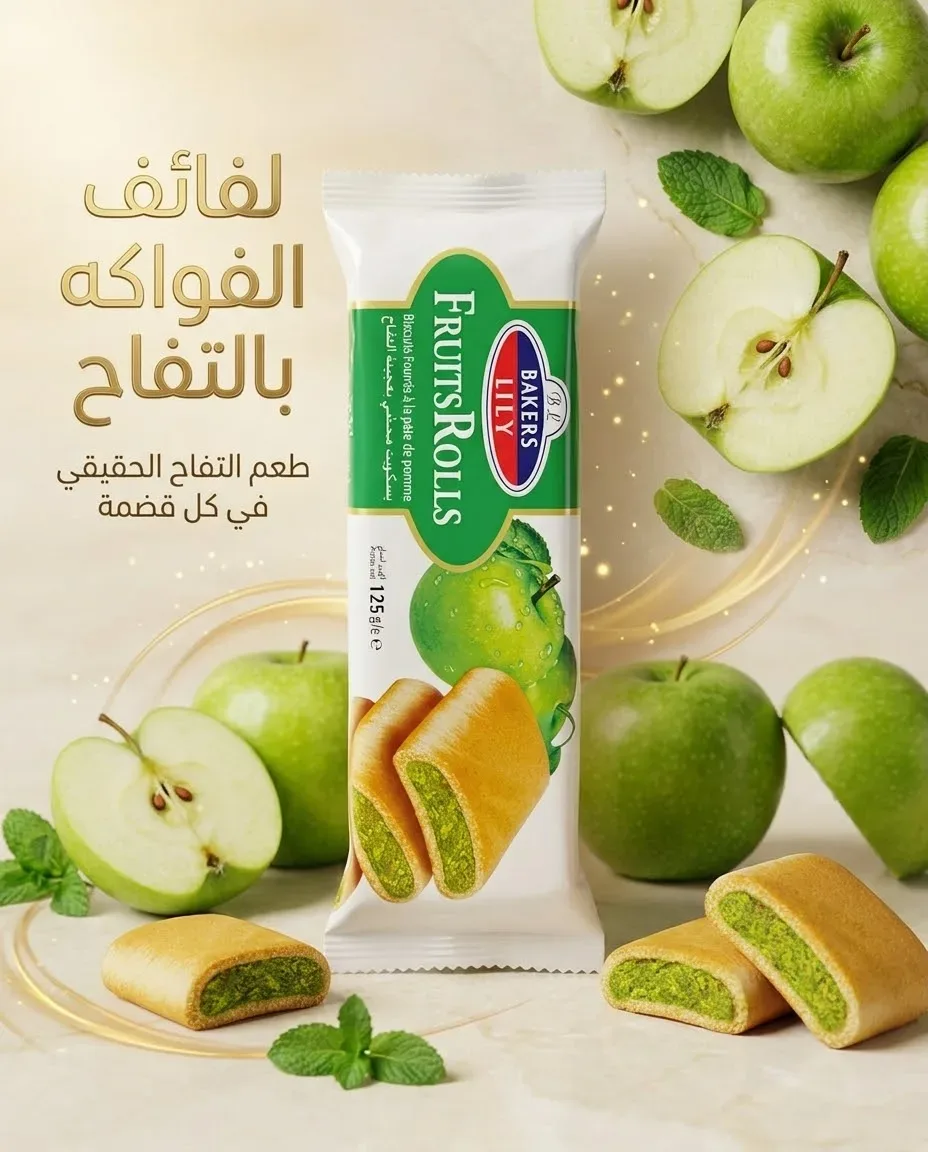 بسكويت محشي بعجينة التفاح _فروت رولز_