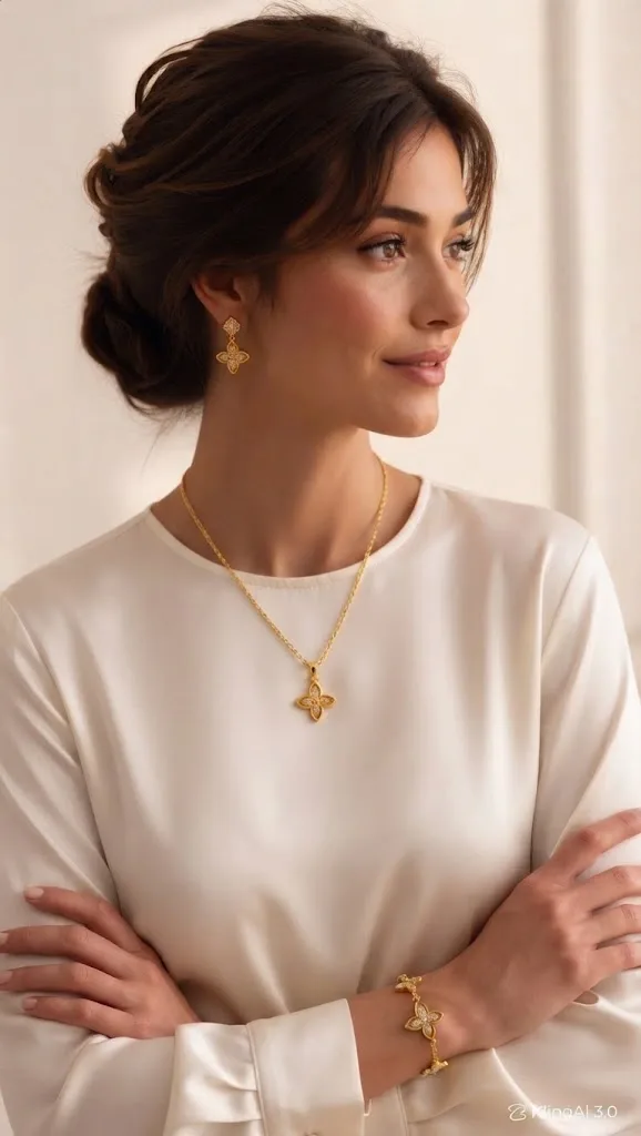 طقم الزهرة الذهبية الأنيق             Parure Élégance Fleur Dorée