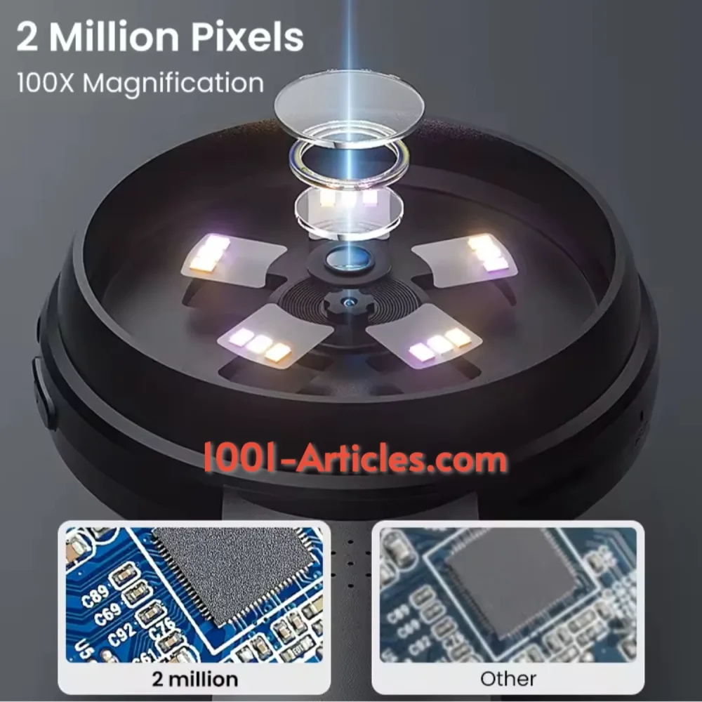 Loupe / Microscope portable numérique IPS 2.8 pouces, HD 1080p, zoom 100X.