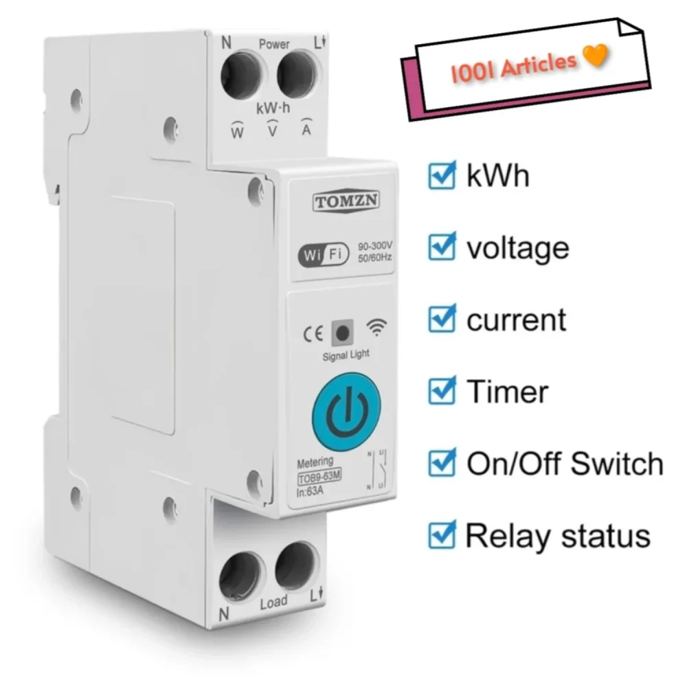 Disjoncteur intelligent TOMZN Tuya Wifi avec rail DIN