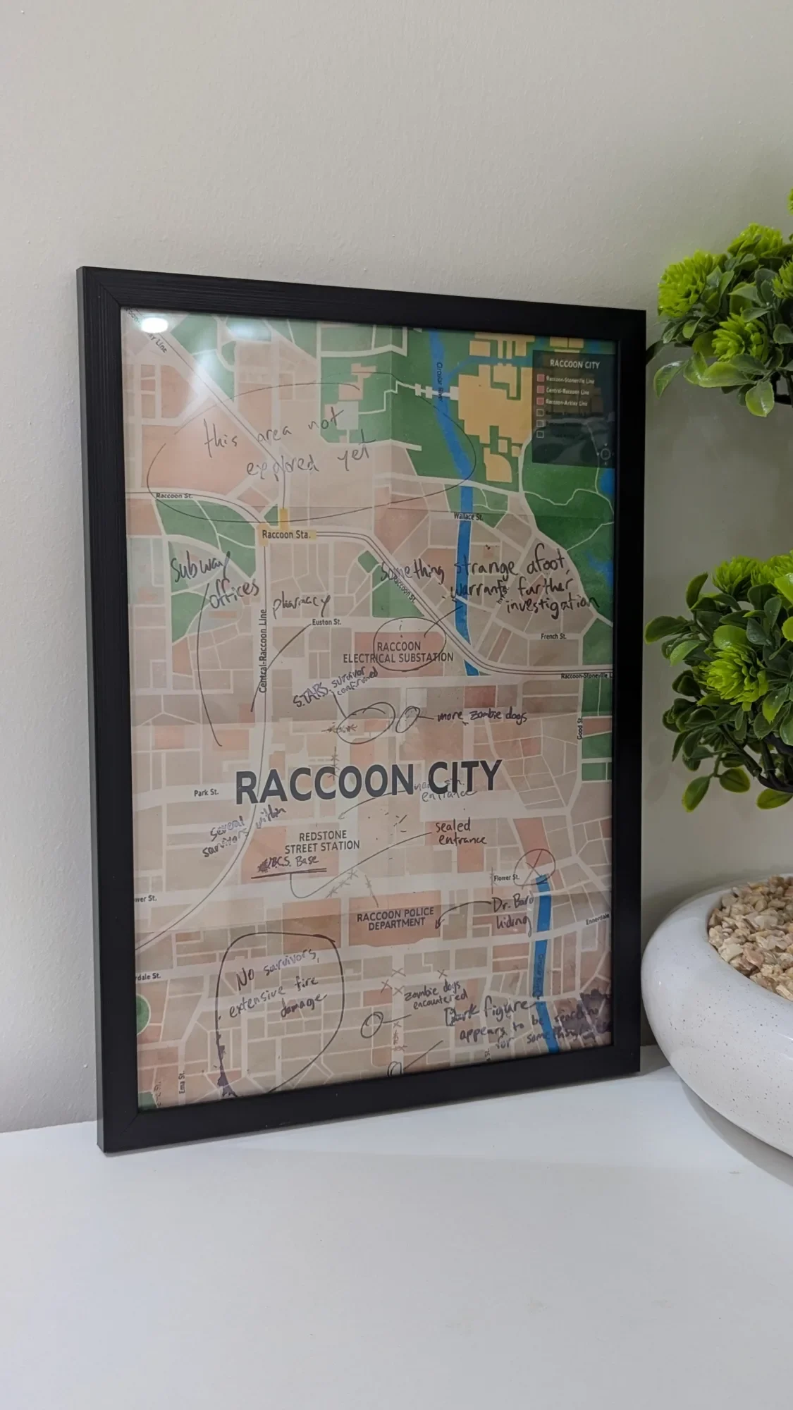 Cadre Resident Evil Racoon city map