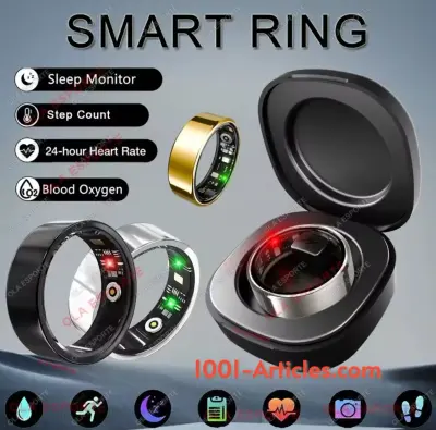 Smart Ring R09, Etui de Chargement, Etanche 5ATM, Noir.