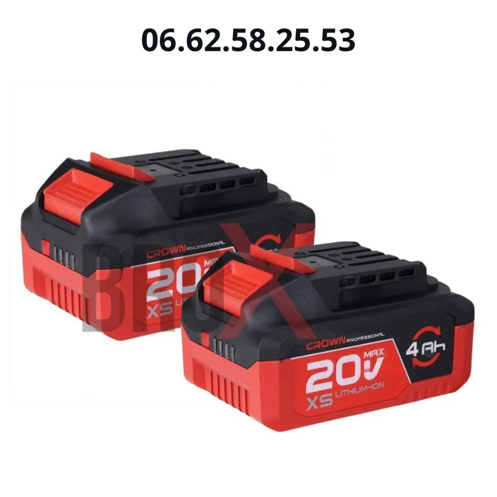 Marteau perforateur sans fil sans charbons 20V 1.7J 18mm 2 batteries 4Ah avec cahrgeur et valise CROWN | CT28010XS-4 BMC