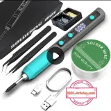 Fer à souder électrique portable, écran LED, Température réglable, USB Type C.