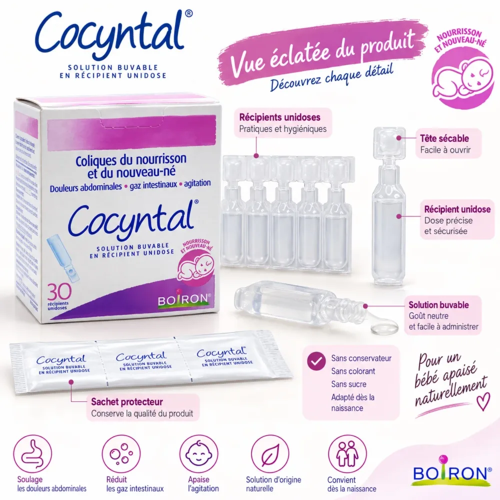 Cocyntal® Boiron – La solution pratique contre les coliques et l’inconfort digestif de bébé