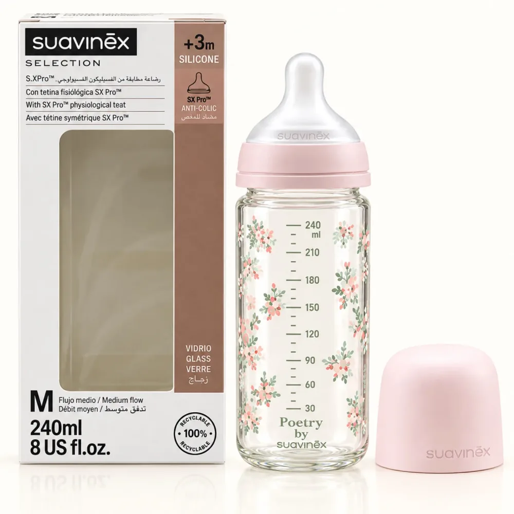 Suavinex Selection S.X Pro™ – Biberon en verre 240 ml