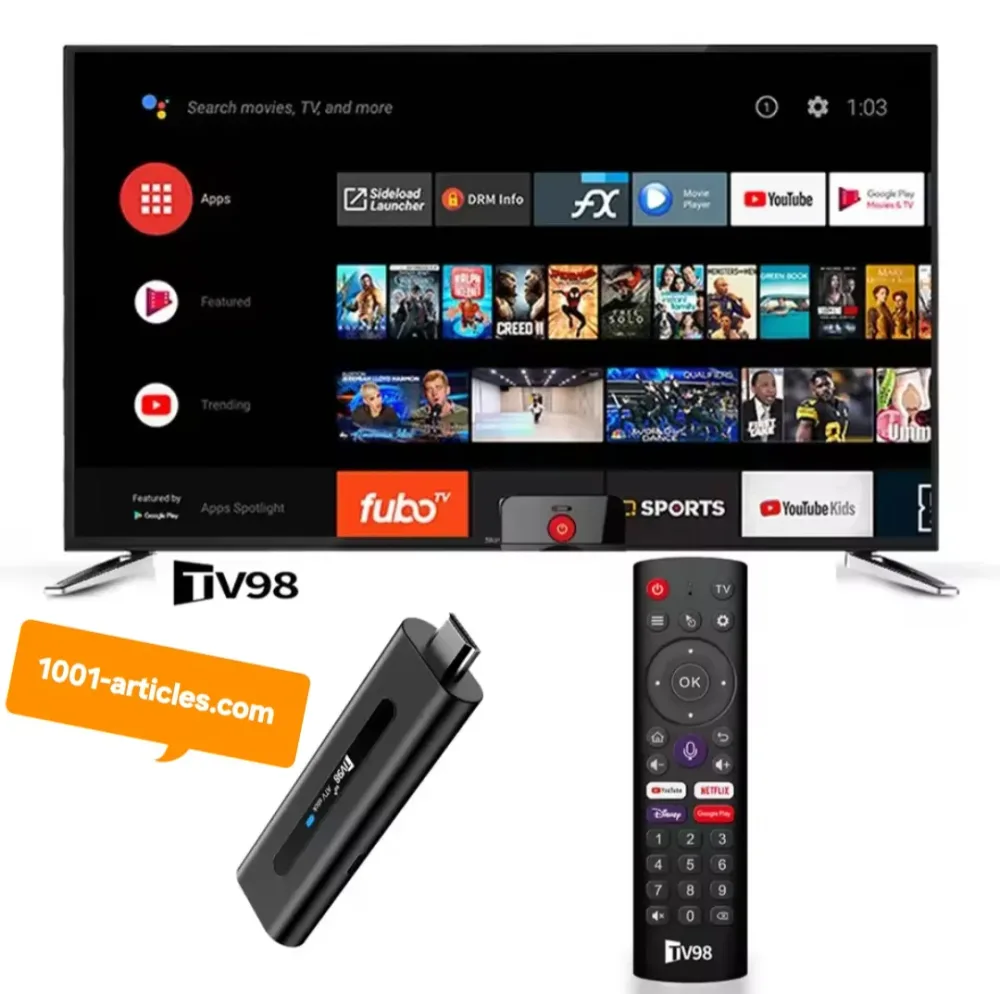 Smart StickTv, TV98 ATV, 5G, Android 14, 8K - Mini Clé TV, Google Tv, UltraHD.