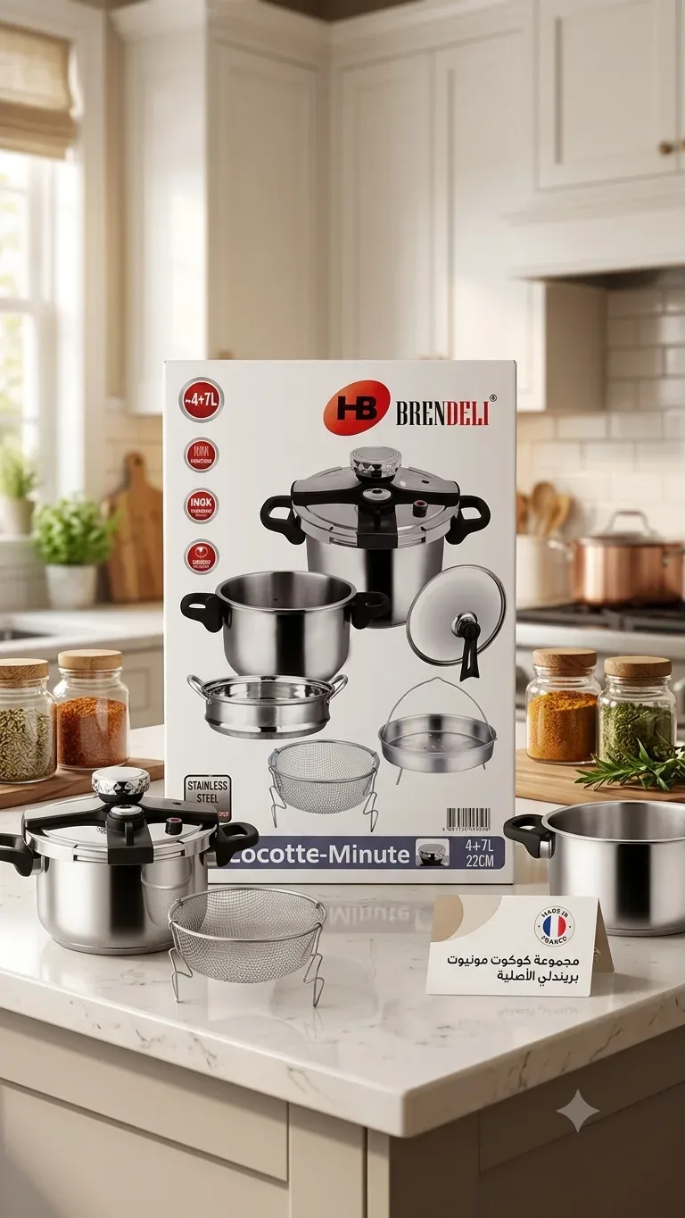 BRENDELI Cocotte-Minute 4+7L 22CM Stainless Steel Set 7PCS