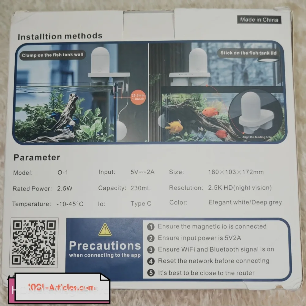 Mangeoire Smart Connecté Intelligent - Fish Feeder - pour Aquarium, Camera, App, Contrôle à distance .