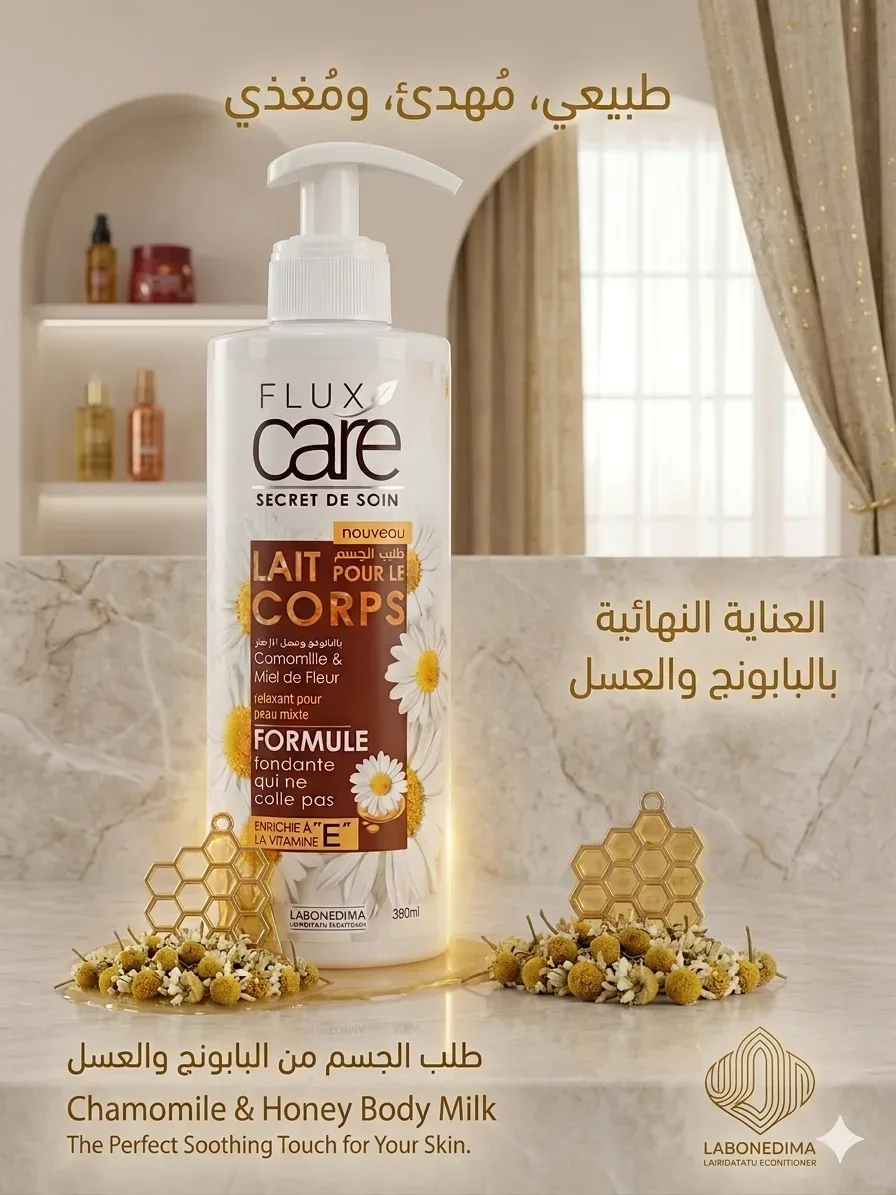 حليب الجسم "فلوكس كير" (FLUX care) بالبابونج وعسل الأزهار
