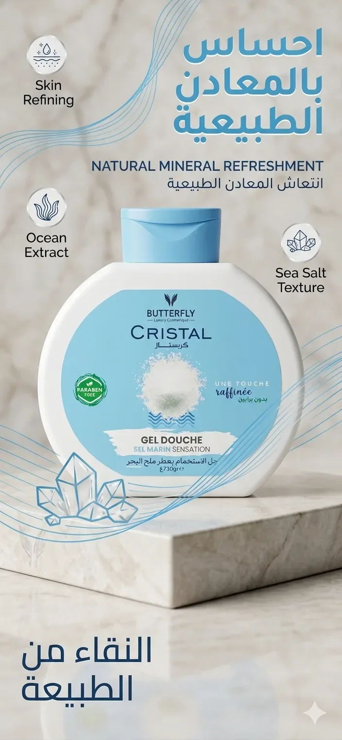 Cristal جال دوش بعطر البحر 750ml