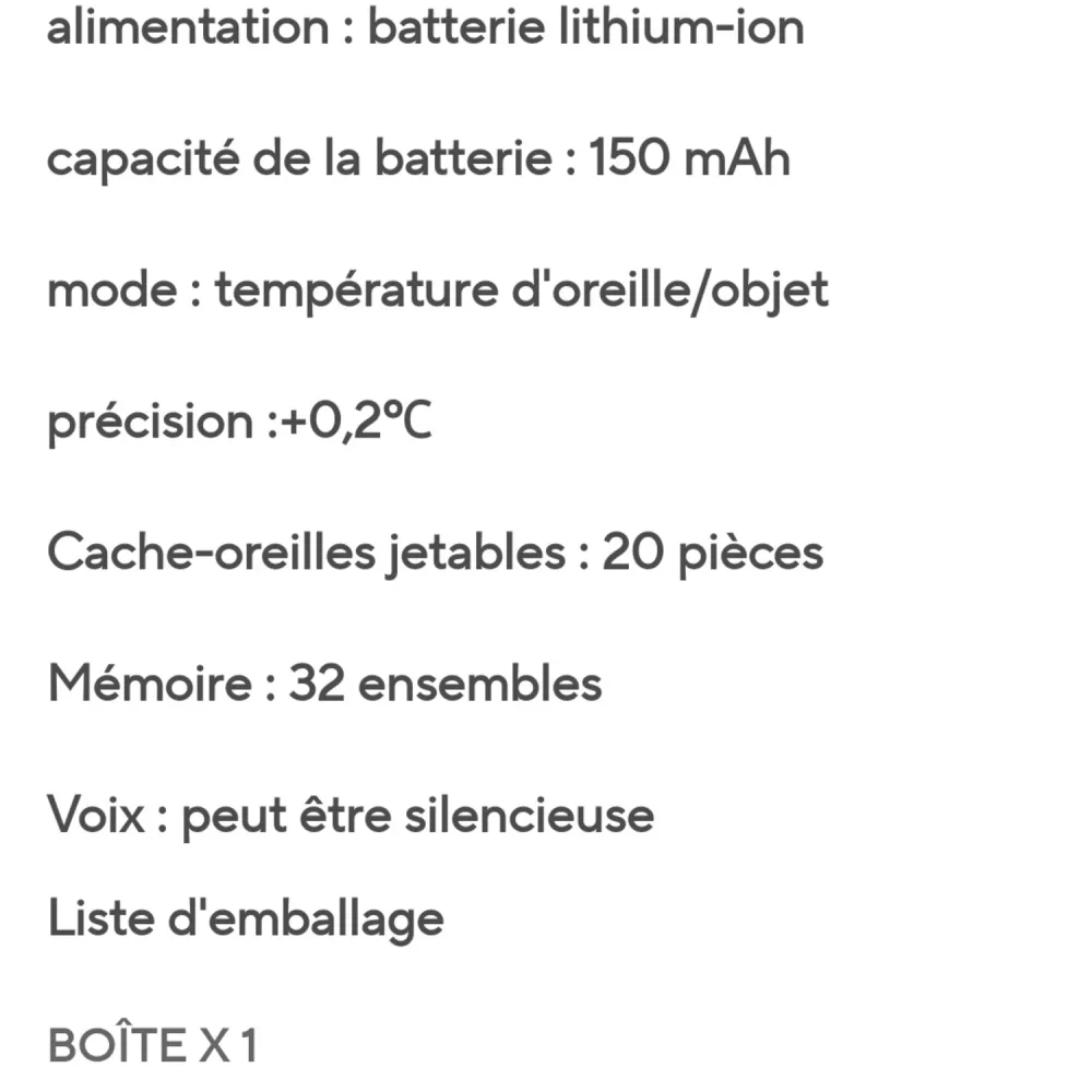 Thermomètre auriculaire médical rechargeable AiQUE - sans contact - LCD - Haute Précision.