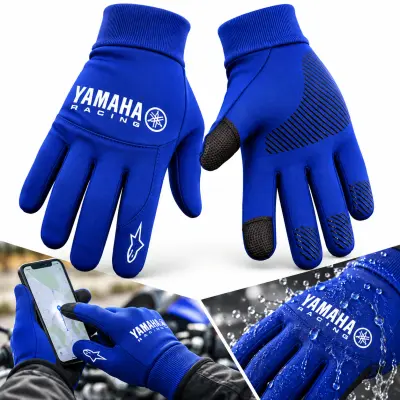 Gants de Moto Yamaha Racing Bleus avec Grip Antidérapant et Doigts Tactiles