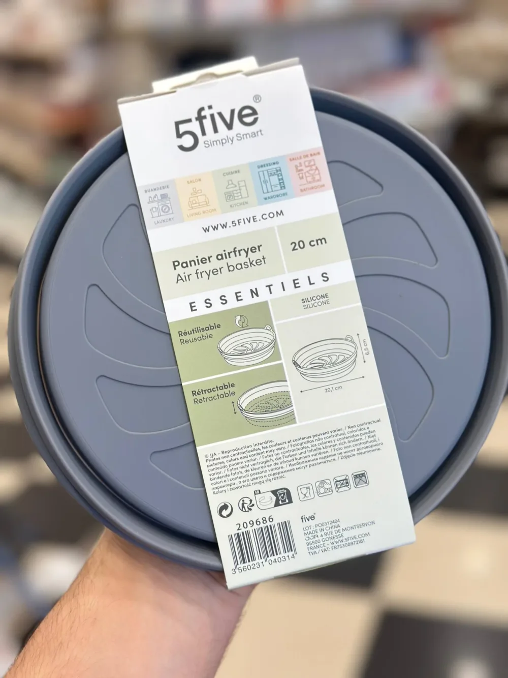 🍗 PANIER AIRFRYER EN SILICONE 5FIVE – 20 CM