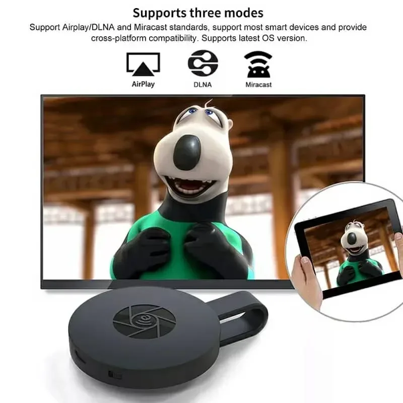 Chromecast 4K WiFi Adaptateur d'affichage sans fil TV Stick, Diffuseur de vidéo HD