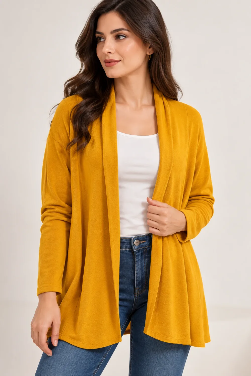Cache Cache – Gilet léger jaune moutarde femme