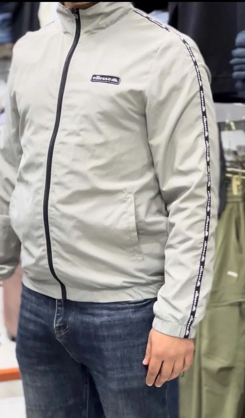 Coupe-vent Ellesse gris homme veste zippée bandes logo