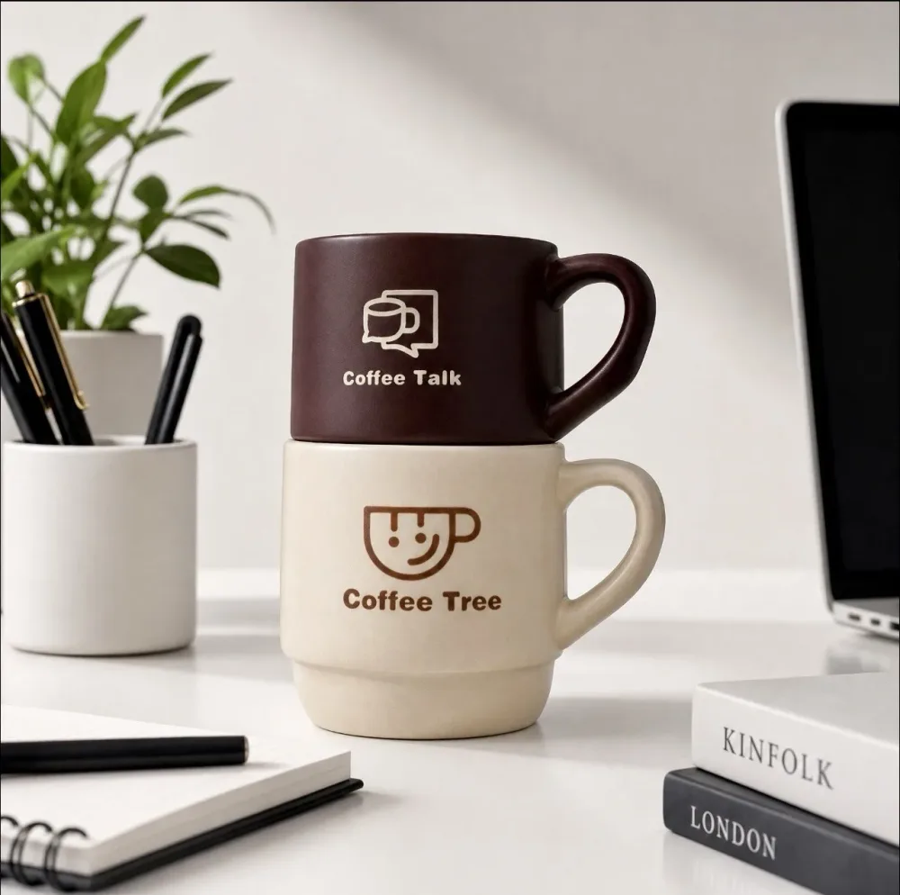 Mugs en Céramique Empilables – Collection "Coffee Talk" & "Coffee Tree"