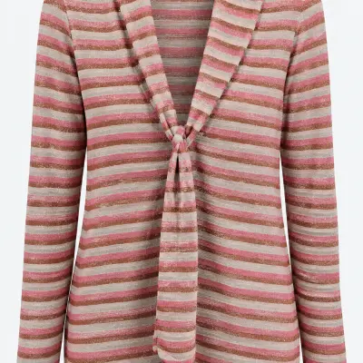 Camomilla Italia – Gilet rayé à nouer rose et beige