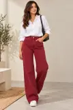 Jean Femme MNG Denim – Coupe Large – Rouge Bordeaux