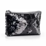 ✨ Pochette Sequins Réversibles Noir & Argent