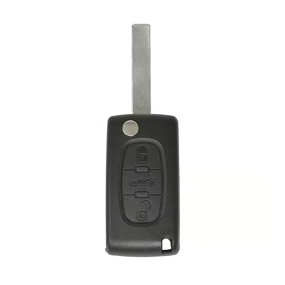 Coque de clé à distance Peugeot Flip 3 boutons sans support de batterie lame HU83