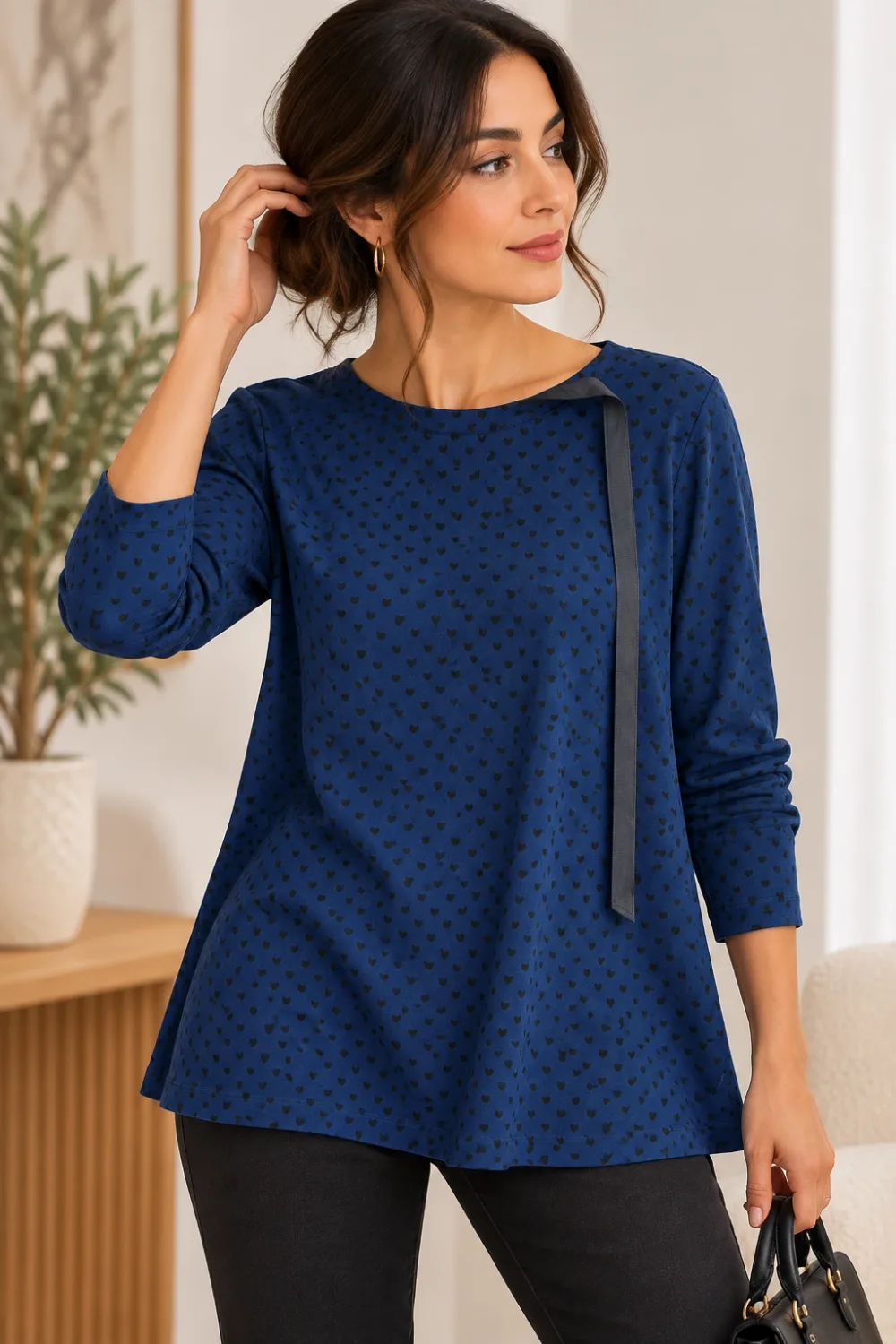 Tunique Femme Arthur Bleu Marine à Motifs – Taille 2