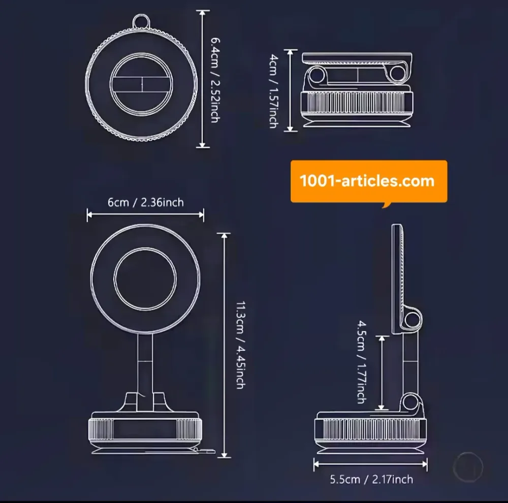 Support de Téléphone Magnétique, Pliable 360°, Puissant, pour Voiture, K007.
