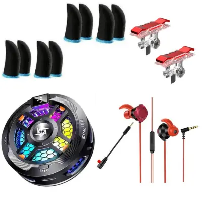 🎮 Pack Gamer Mobile 4-en-1 – Refroidisseur Téléphone + Casque Gaming + 4 Gants + Boutons L1/L2