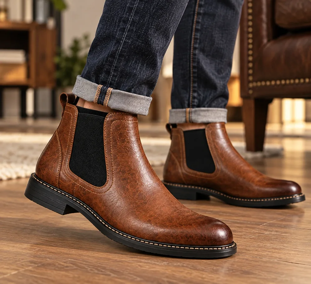 Bottines Homme CityLine Chelsea en Cuir Marron – Style Élégant