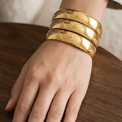 Bracelet 3 piece Acier inoxydable أساور ذهبية فخمة