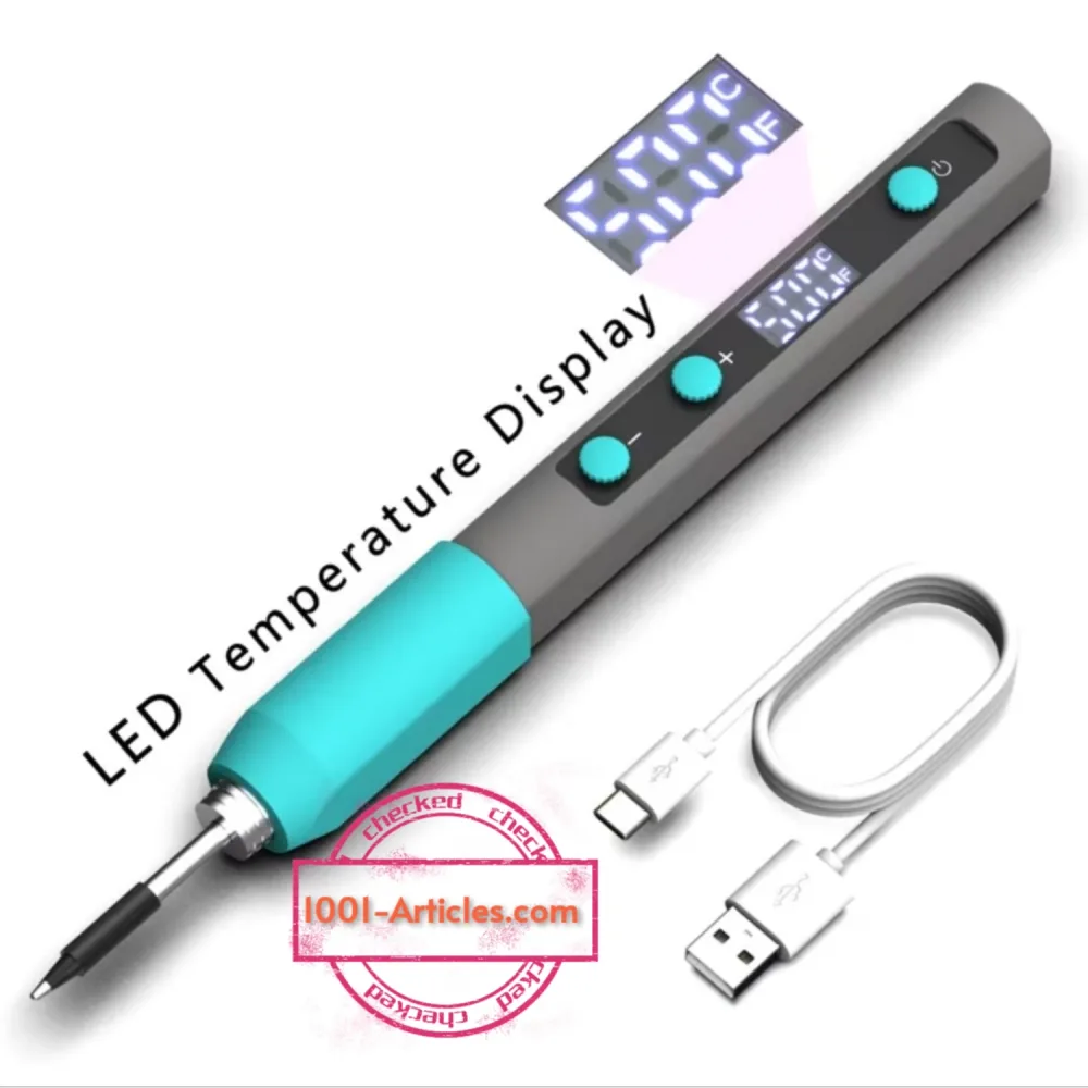 Fer à souder électrique portable, écran LED, Température réglable, USB Type C.